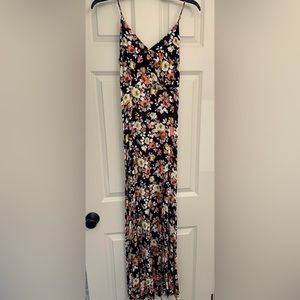 Blue and pink floral maxi dress with slit from Lulus.